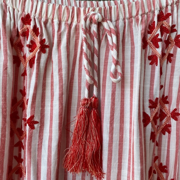 GB Girl Red Pink Stripe Ruffle Sleeve Tunic Dress with Elastic Neckline size M - Picture 10 of 10